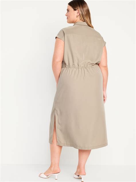 Waist Defined Utility Midi Shirt Dress Old Navy