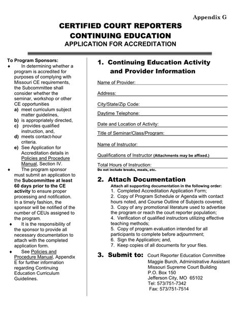 Missouri Application For Accreditation Certified Court Reporters