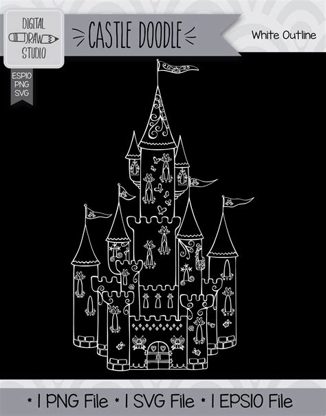 Hand Drawn Princess Castle By Digital Draw Studio | TheHungryJPEG.com