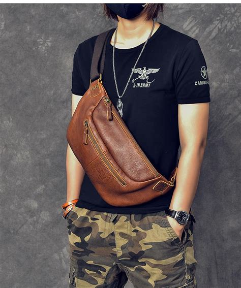 Cool Leather Mens 8 Large Brown Fanny Pack Waist Bag Hip Bag Chest Ba Imessengerbags