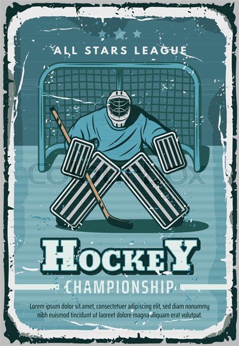 Hockey sport retro poster. Vector ... | Stock vector | Colourbox