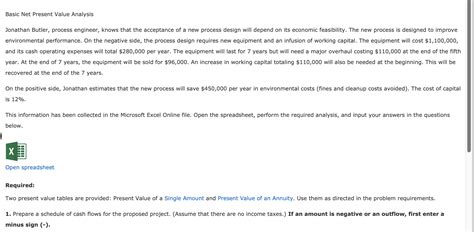 Solved Basic Net Present Value Analysis Jonathan Butler Chegg