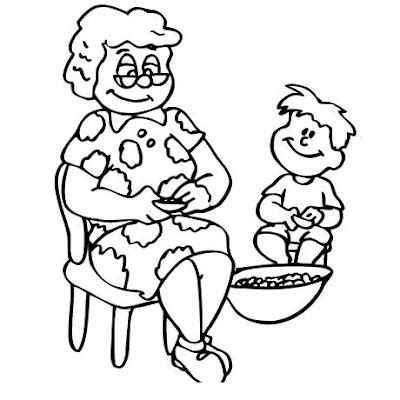 Abuela Con Nieto Para Colorear 4 Dibujo