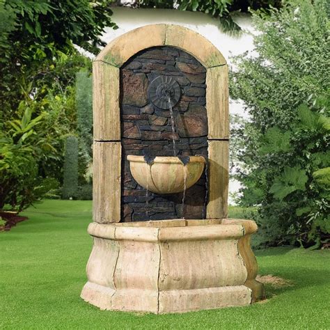 Serena Rustic Outdoor Floor Water Fountain Faux Slate Stone For