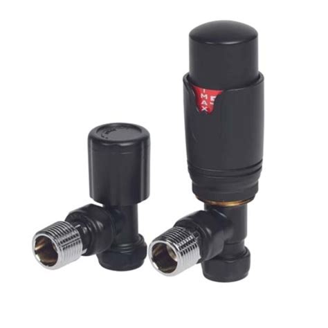 Redroom Angled Thermostatic Radiator Valve Pack Black