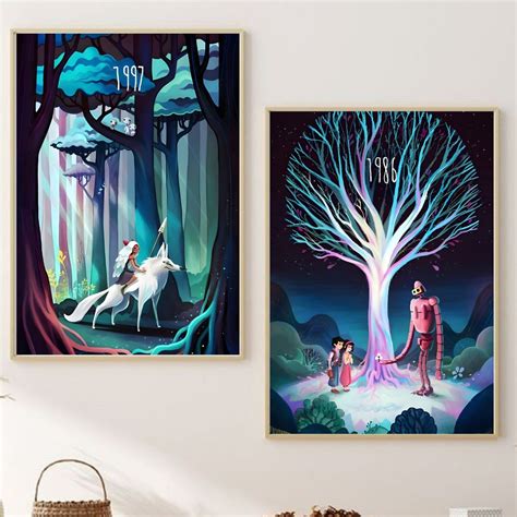 Studio Ghibli Poster Set of 2, Castle in the Sky Print, Princess ...