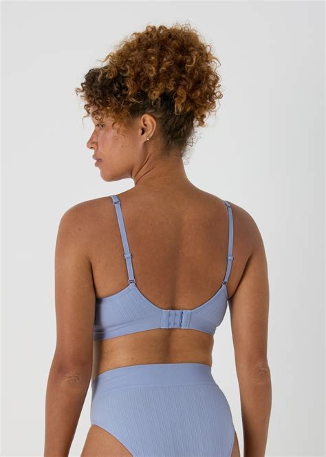 2 Pack Seamless Blue And Cream Bralettes Matalan