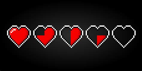 Collection Of Heart In Pixel Art For 8 Bit Games 15095594 Vector Art