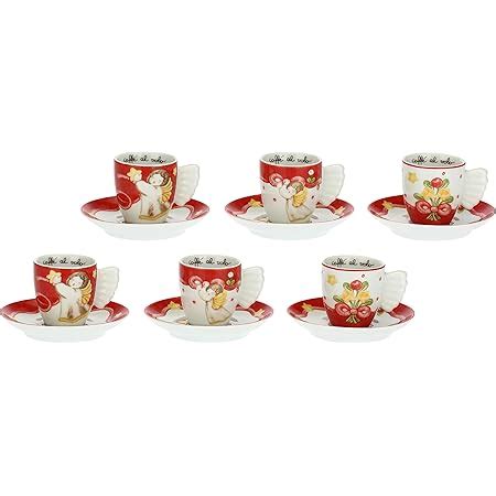 Set Tazzine Tazze Caffe Natalizie Natale Senza Piattini In Ceramica