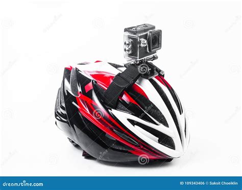 Action Camera Fixed on Bike Helmet Stock Photo - Image of compact, helmet: 109343406