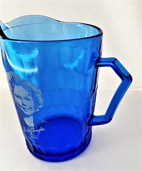 Vintage Shirley Temple Pitcher Cobalt Blue Glass Circa 1930s Etsy