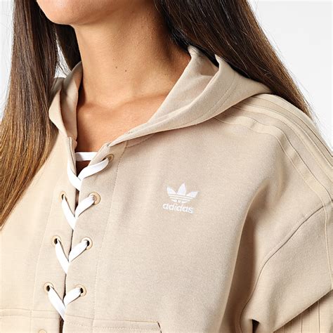 Adidas Originals Sweat Capuche Femme Laced Hk5058 Beige