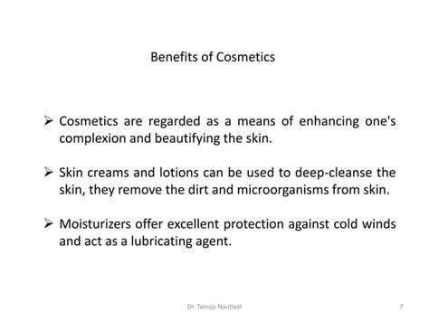 Cosmetics Chemistry By Dr Tanuja Nautiyal Ppt