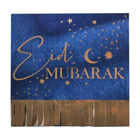 Servetten Eid Mubarak Navy Gold Fringe St Ginger Ray Jetjes Jobjes