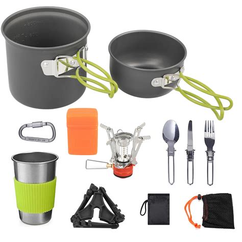 Camping Panelas Mess Kit Pessoa Port Til Pot E Pan Set Equipamento