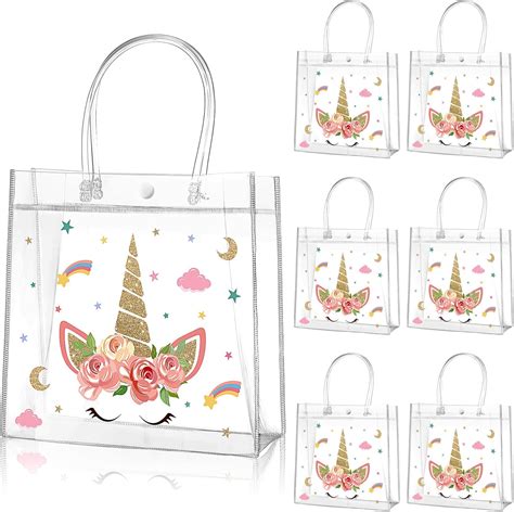 Amazon Aliceset Pcs Unicorn Clear Favor Bags With Handles