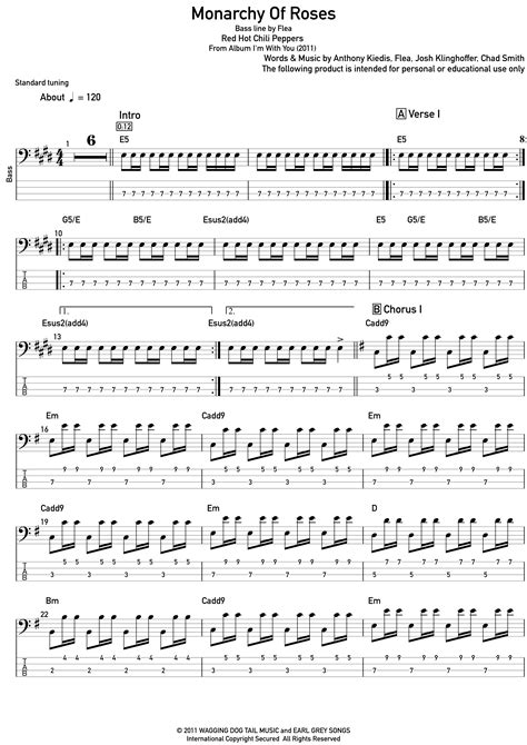 Monarchy Of Roses Arr Igor Sardi By Red Hot Chili Peppers Sheet