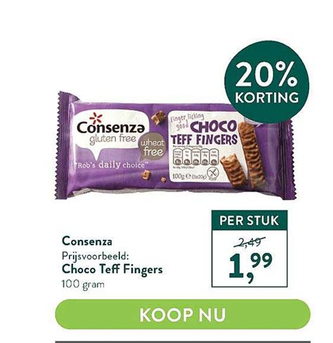 Consenza Choco Teff Fingers Korting Aanbieding Bij Holland