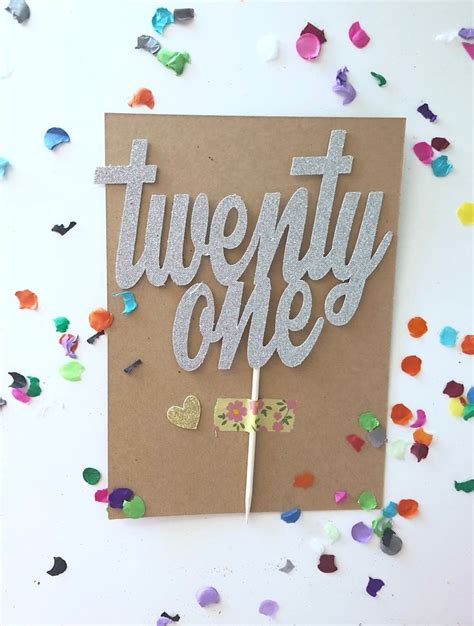 Glitter Twenty One Birthday Cake Topper Twenty Etsy In