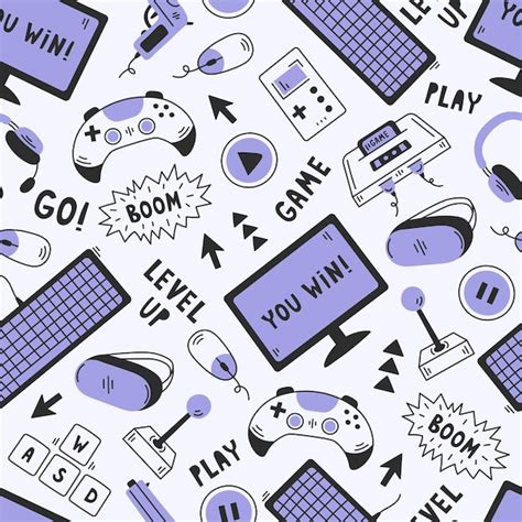 Premium Vector Video Games Doodle Seamless Pattern