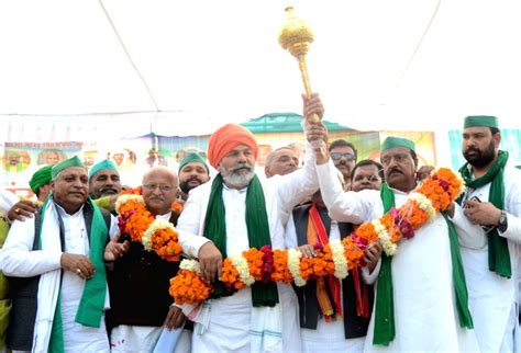 Lucknow Bku Leader Rakesh Tikait During The Kisan Mazdoor Maha