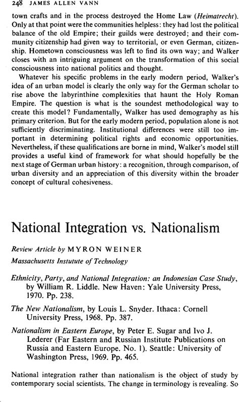 National Integration vs. Nationalism | Comparative Studies in Society ...