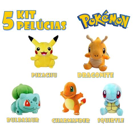 Kit 5 Bonecos De Pelúcia Pokemon Pikachu E Sua Turma Mercado Livre