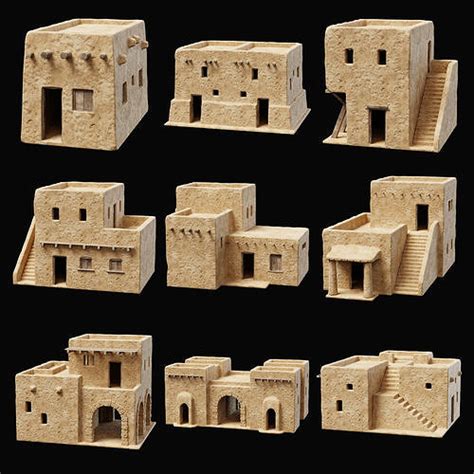 3D model ANCIENT GENERIC CLAY HOUSES BUILDING DESERT EGYPT AAA ...