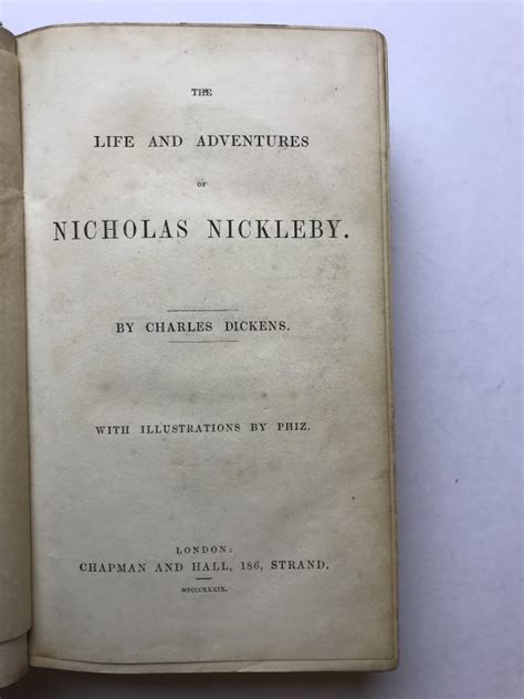 Charles Dickens Nicholas Nickleby First UK Edition 1839