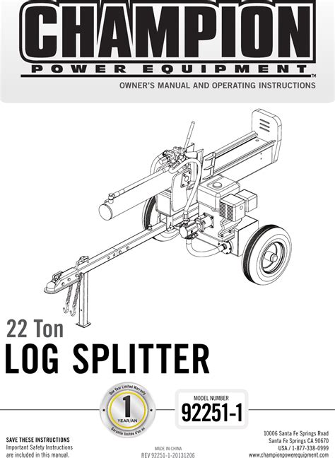 Champion Ton Log Splitter Parts List Pdf Reviewmotors Co