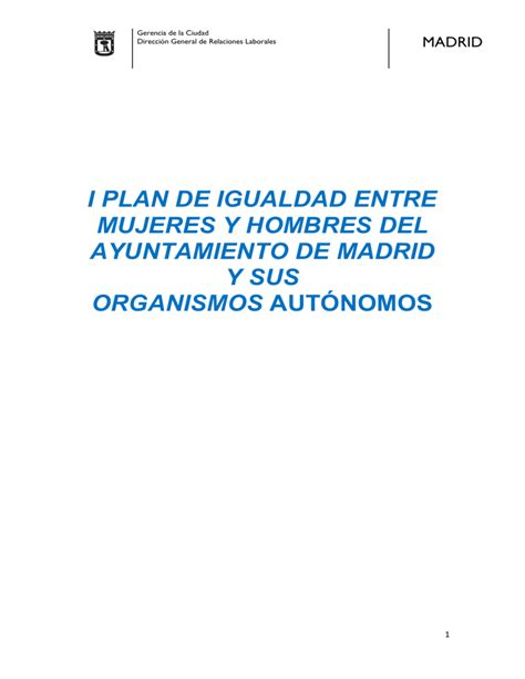 L Plan De Igualdad Ayto Madrid