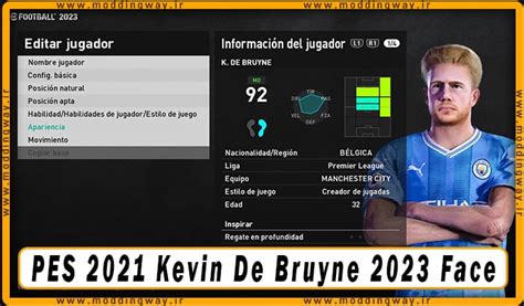 فیس Kevin De Bruyne برای PES 2021 آپدیت 22 بهمن 1402 مودینگ وی