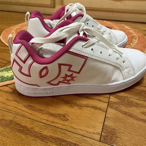 PINK AND WHITE DC SHOES Worn Three Times Exactly Depop