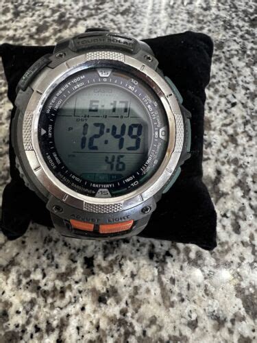 Used Casio Pathfinder Watch Pag80 Pag 80 Solar Compass Thermometer