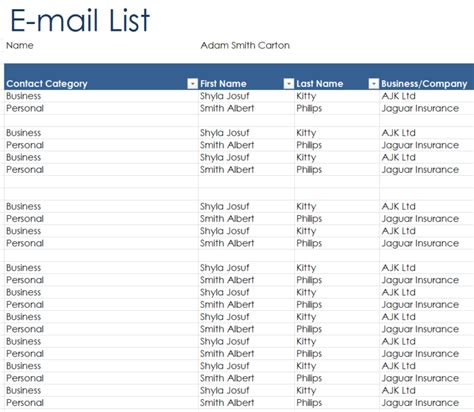 15+ FREE Email List Templates & Formats [in WORD & EXCEL] - Day To Day Email