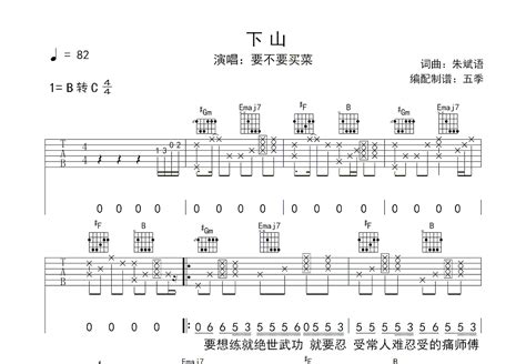 下山吉他谱要不要买菜b调弹唱72单曲版 吉他世界