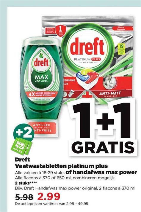 Dreft Vaatwastabletten Platinum Plus Of Handafwas Max Power Aanbieding