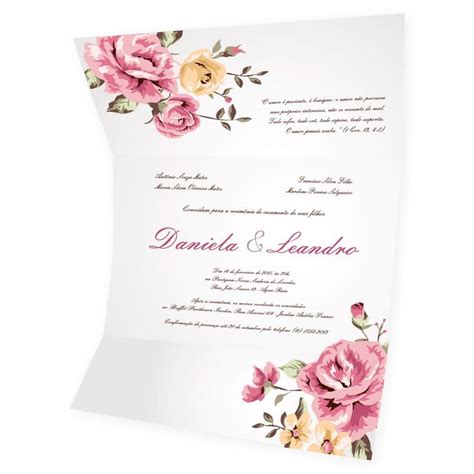 An Elegant Wedding Card With Pink And Yellow Flowers