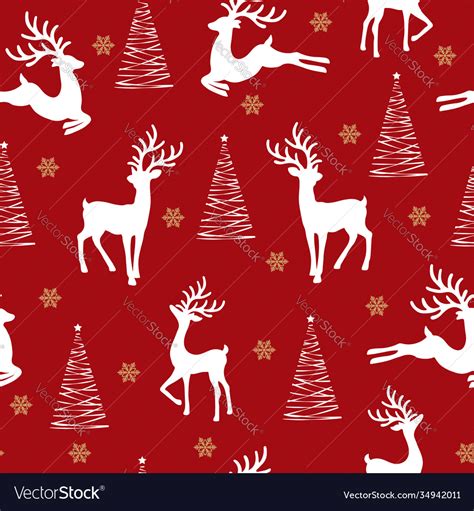 Christmas Seamless Pattern With Reindeer Vector Image