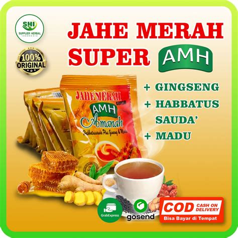 Jual Jahe Merah Super AMH Habbatussauda Ginseng Dan Madu Sachet Jahe