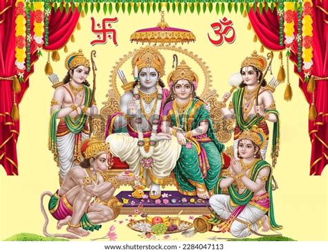 Lord Ram Sita Laxmana Hanuman Bharat Stock Illustration 2284047113