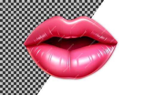 Premium Psd Glossy Pink Woman Lips Sublimation Design Clipart