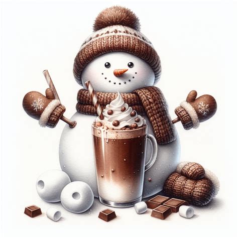 10 Hot Chocolate Snowmen Snowman Clipart Hot Chocolate Marshmallows