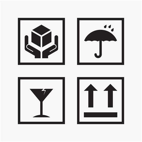 Set Of Packaging Icons Design Vector Graphic This Side Up Keep Dry