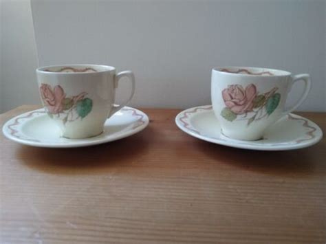 Susie Cooper Patricia Rose Coffee Cups And Saucers Ebay