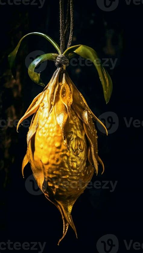 Ai Generative Closeup Detail Of Open Fruit Seed Pod On Silk Floss Tree Ceiba Speciosa With Spiky