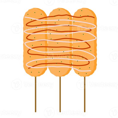 Korean Corn Dog Illustration Cheesy And Crunchy With Mozzarella And