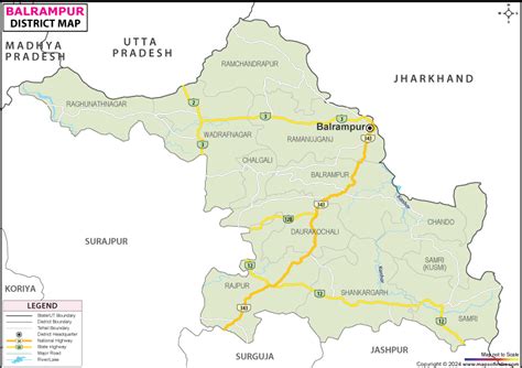Balrampur District Map Chhattisgarh
