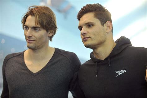 Florent Manaudou Et Camille Lacourt Lors De La Conference De Presse Du