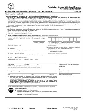 Fillable Online Beneficiary Account Withdrawal Request Governmental 457